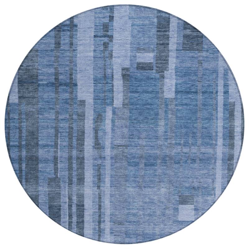 Machine Washable Indoor/ Outdoor Modern Stripes Chantille Rug