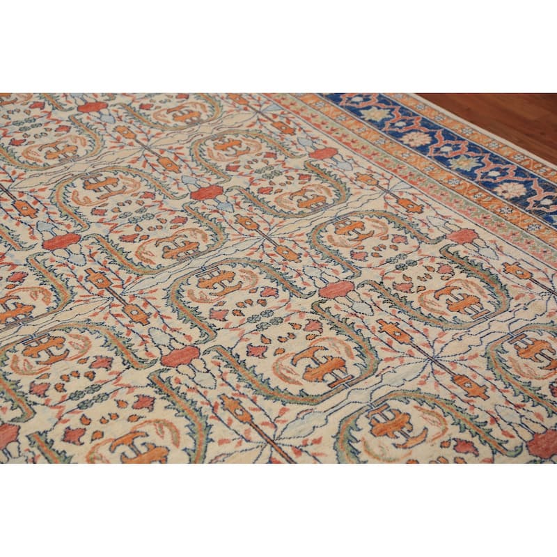 All-Over Heriz Serapi Vegetable Dye Area Rug Handmade Wool Carpet - 6'11"x 9'10"