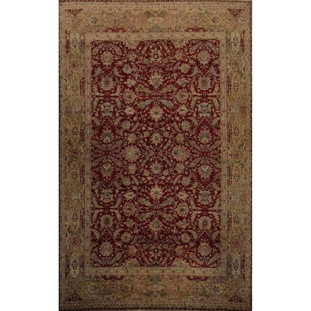 Hand Knotted Oriental 100% Wool Carpet Traditional Floral Red Agra Area Rug - 17' 1'' X 11' 10''