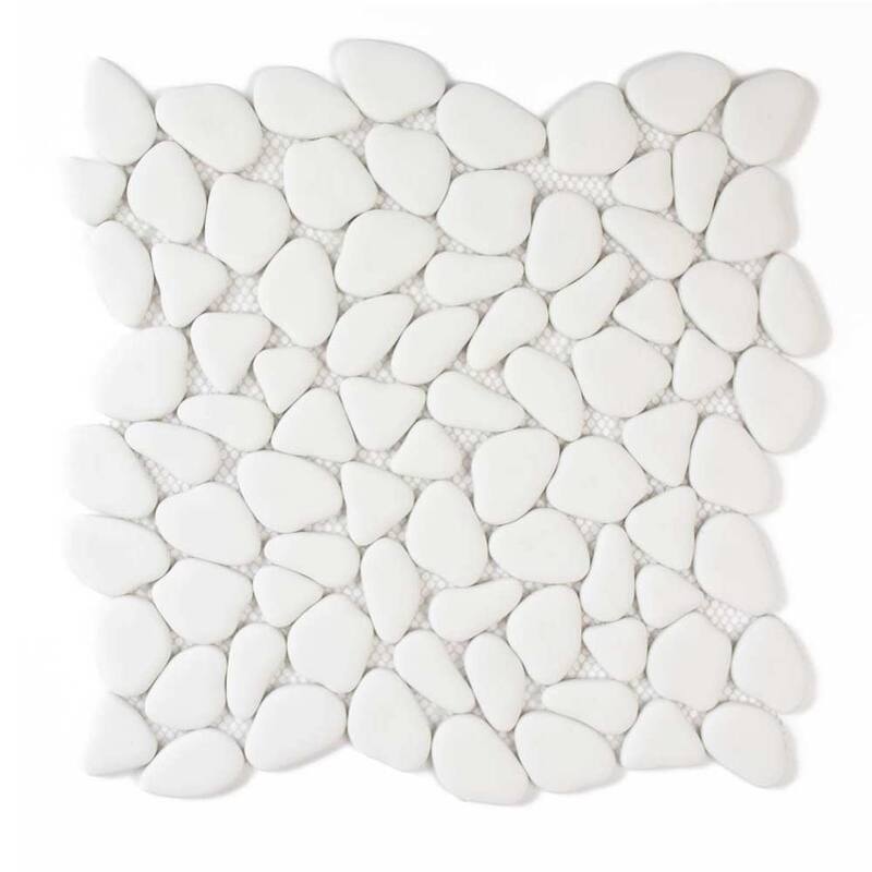 Huron Rock 12x12 Matte Glass Pebble Mosaic Tile - Floor, Wall, Backsplash
