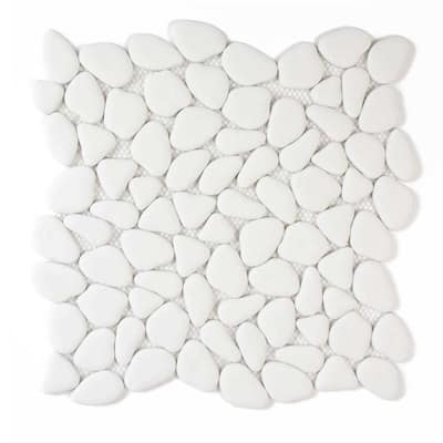 Huron Rock 12x12 Matte Glass Pebble Mosaic Tile - Floor, Wall, Backsplash