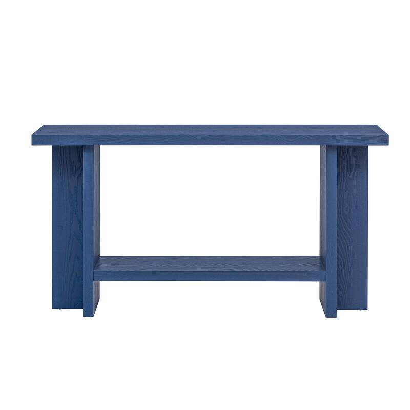 60" Console Table with T-Leg Base & Ash Veneer, Modern Style