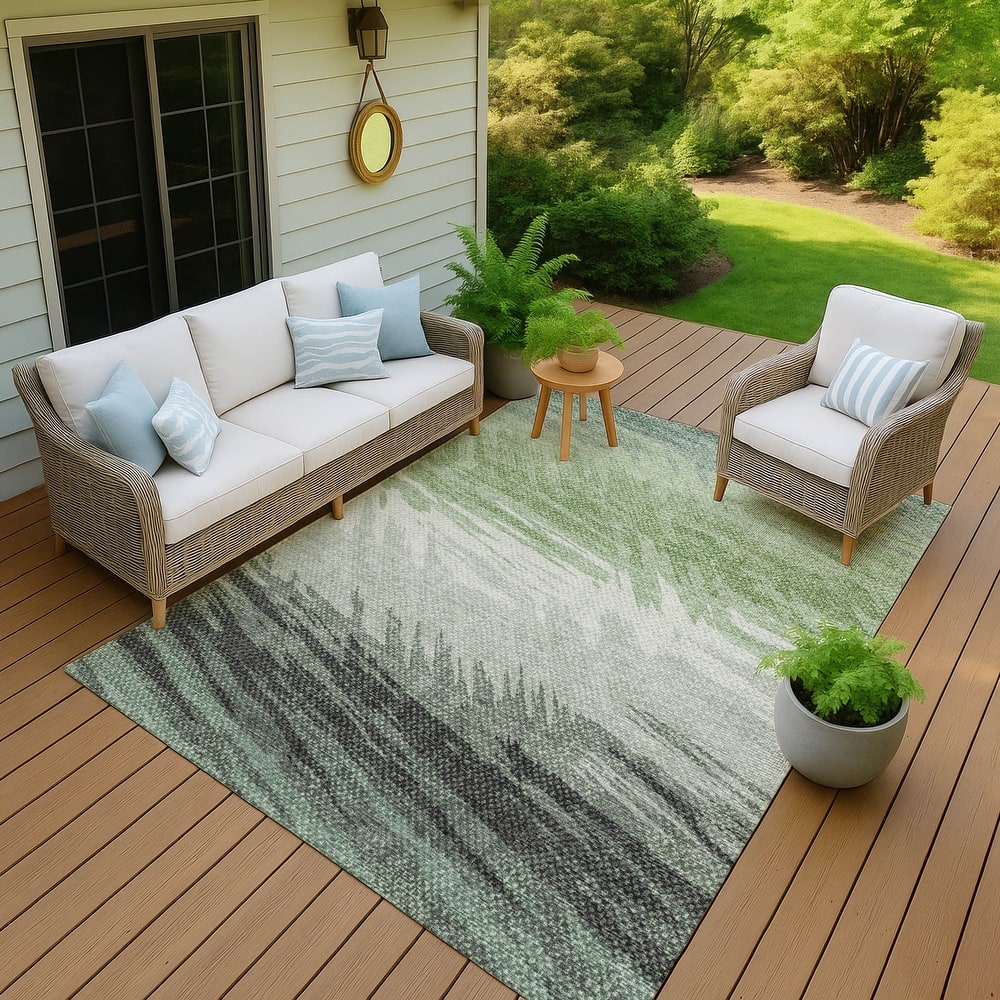 Machine Washable Indoor/ OutdoorAbstract Brushstrokes Chantille Rug