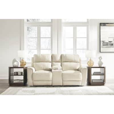 Signature Design by Ashley Dahlmoore Beige Power Reclining Loveseat with Console - 76" W x 42" D x 40" H