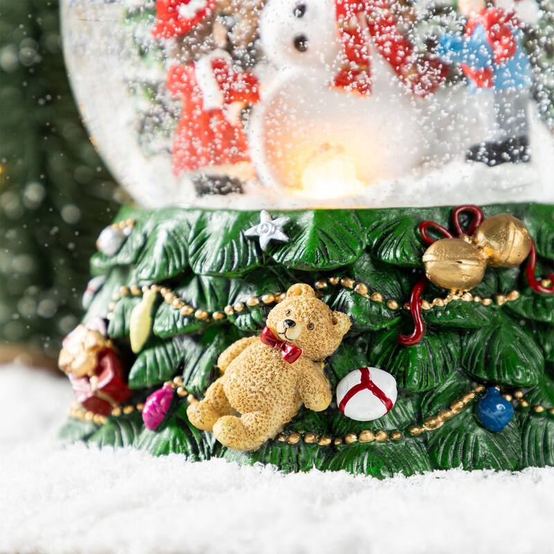 Glitzhome 150mm Christmas Resin Lighted Musical Snowflakes Santa or Snowman Waterglobe