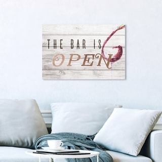 Oliver Gal Typography and Quotes Wall Art Canvas Prints undefinedThe Bar Is  Open Rose Goldundefined Funny Quotes and Sayings - Bronze, Brown -  Overstock - 30765674