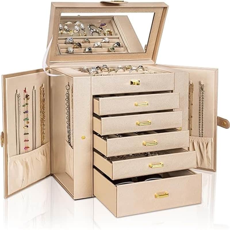 Huge Jewelry Box Organizer Functional - Champagne