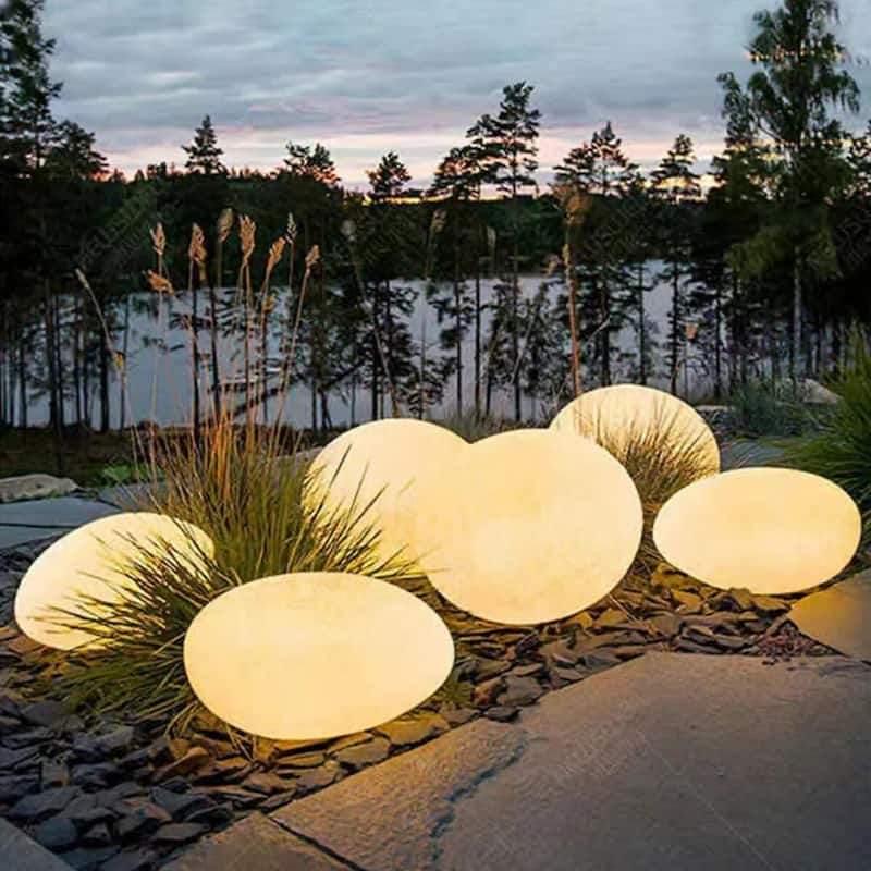 Indoor & Outdoor Chargeable Solar Garden Light - 12" Cobblestone Shape