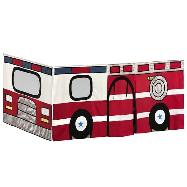 slide 2 of 5, Max and Lily Cotton Underbed Firetruck Curtain Red/Blue - Twin
