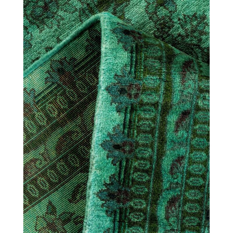 Overton Hand Knotted Wool Vintage Inspired Modern Contemporary Overdyed Blue Runner Rug - 2' 5" x 12' 4"