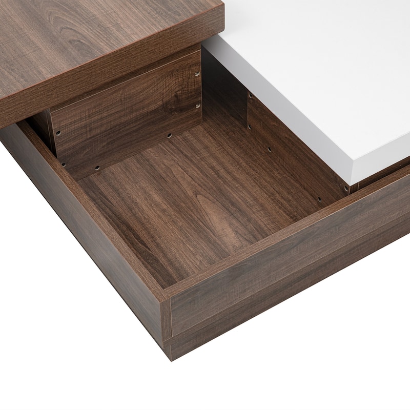 Modern Square Coffee Table With Wood Grain