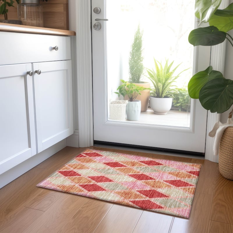 Machine Washable Indoor/ Outdoor Chantille Prism Diamond Rug