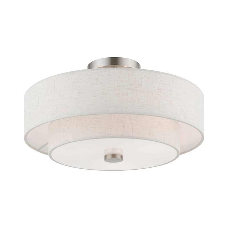 Livex Lighting 3-light Fabric Shade Flush Mount, 51084-92, 51084-91