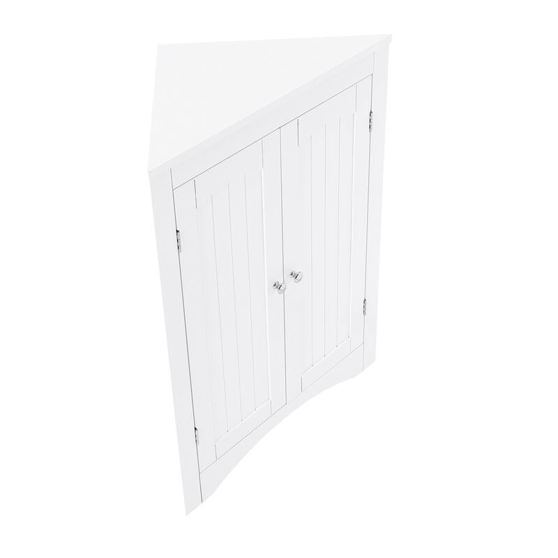 Free Standing Storage Cabinet Sideboard Cabinet Corner Cabinet Bathroom Floor Corner Cabinet with Doors and Shelves