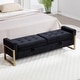 preview thumbnail 3 of 79, 66" Storage Bench King Size End of Bed with Double Lids and Gold Legs Black - Velvet