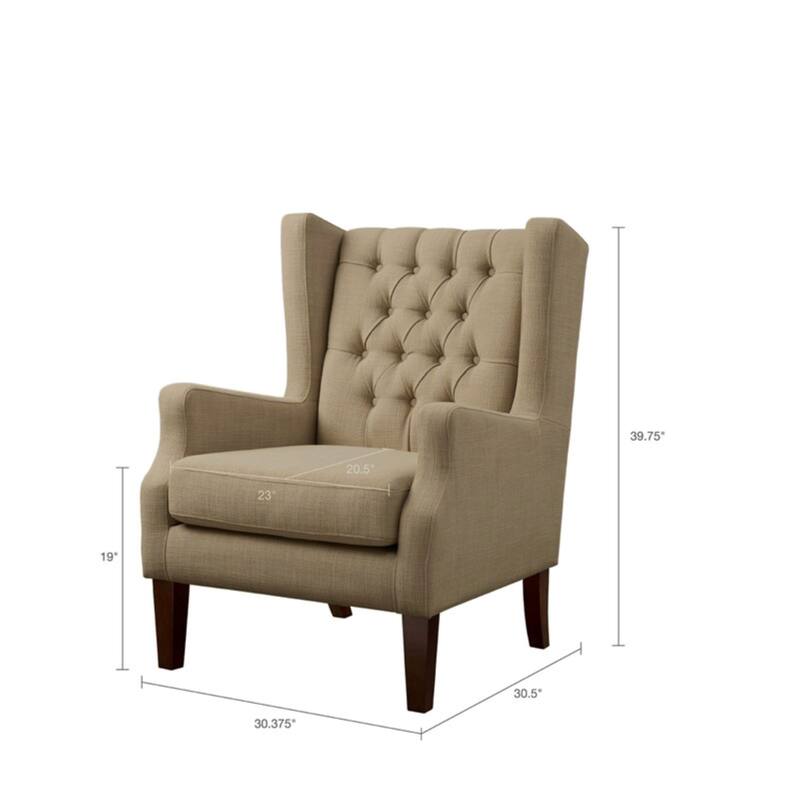 Madison Park Roan Linen Button Tufted Wing Chair