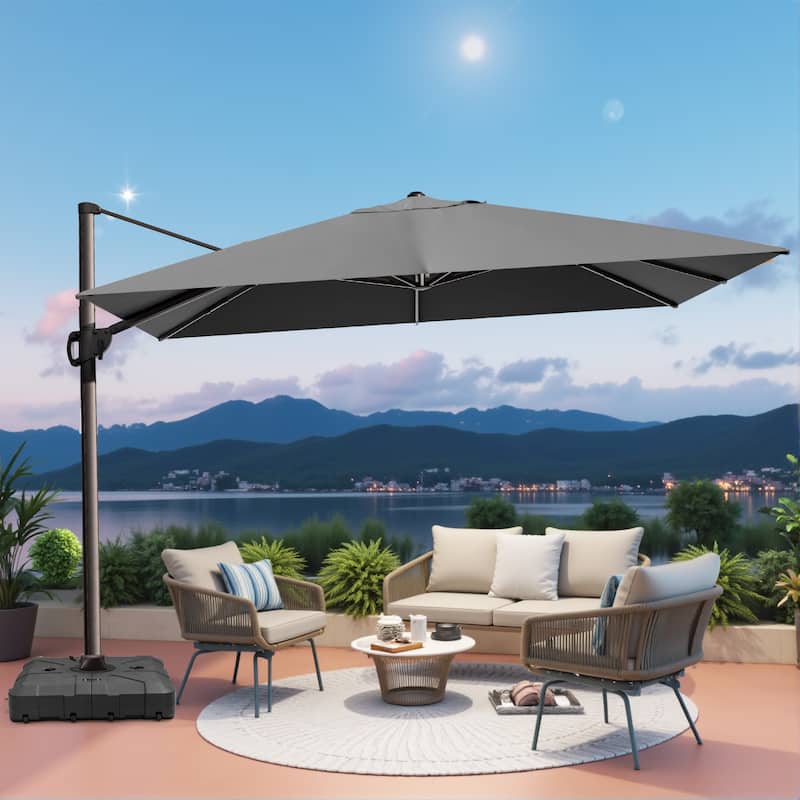 VredHom 9 x 12 FT Outdoor Patio Cantilever-Offset Umbrella with Wheel Base