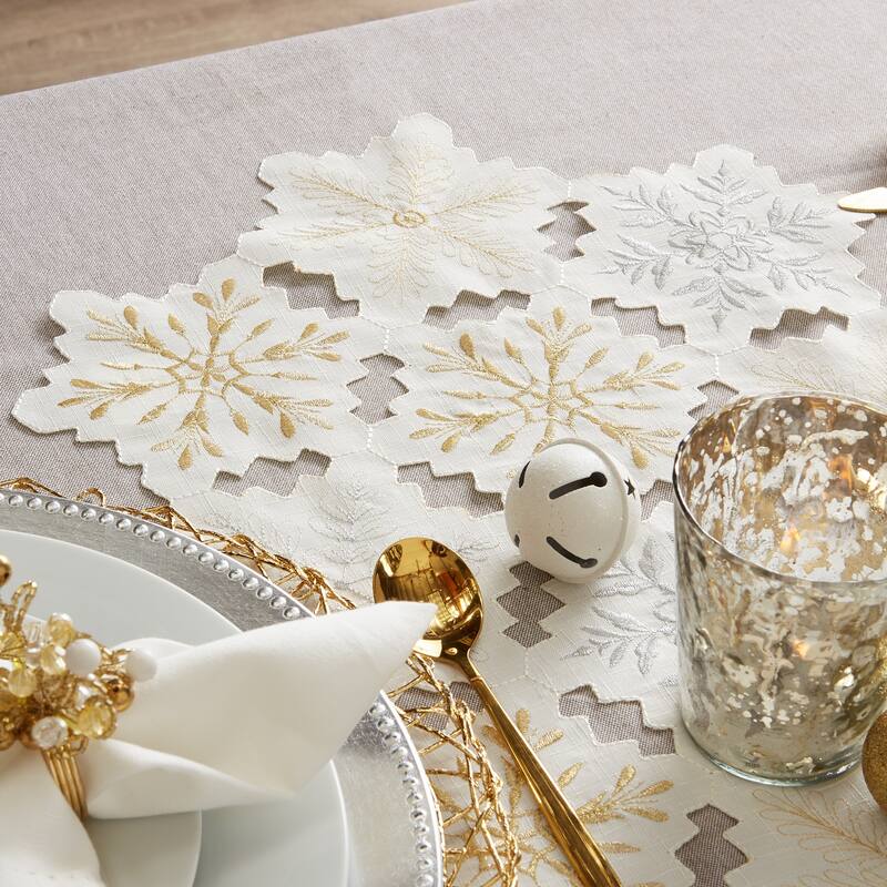 Embroidered Snowflakes Table Runner 14x108 - Table Runner, 14x108"