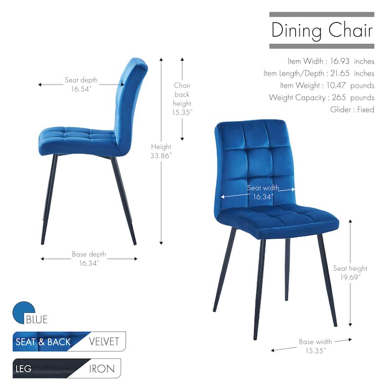 Porthos Home Pacie Velvet Dining Room Chairs (Set of 2)