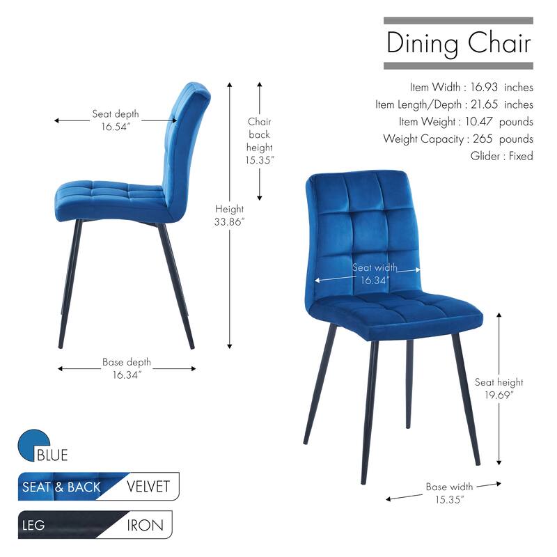 Porthos Home Pacie Dining Room Chairs Set Of 4, Velvet And Iron Legs