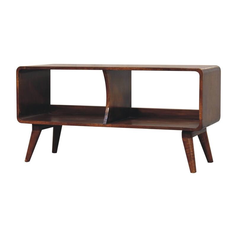 Artisan Furniture Solid Wood Curved Chestnut Double Slot Media Unit