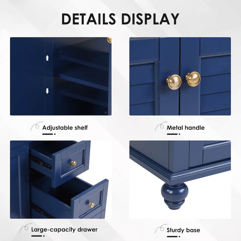 36" Bathroom Vanity with Ceramic Sink Solid Wood Frame Soft Close Drawers and Adjustable Storage Shelves