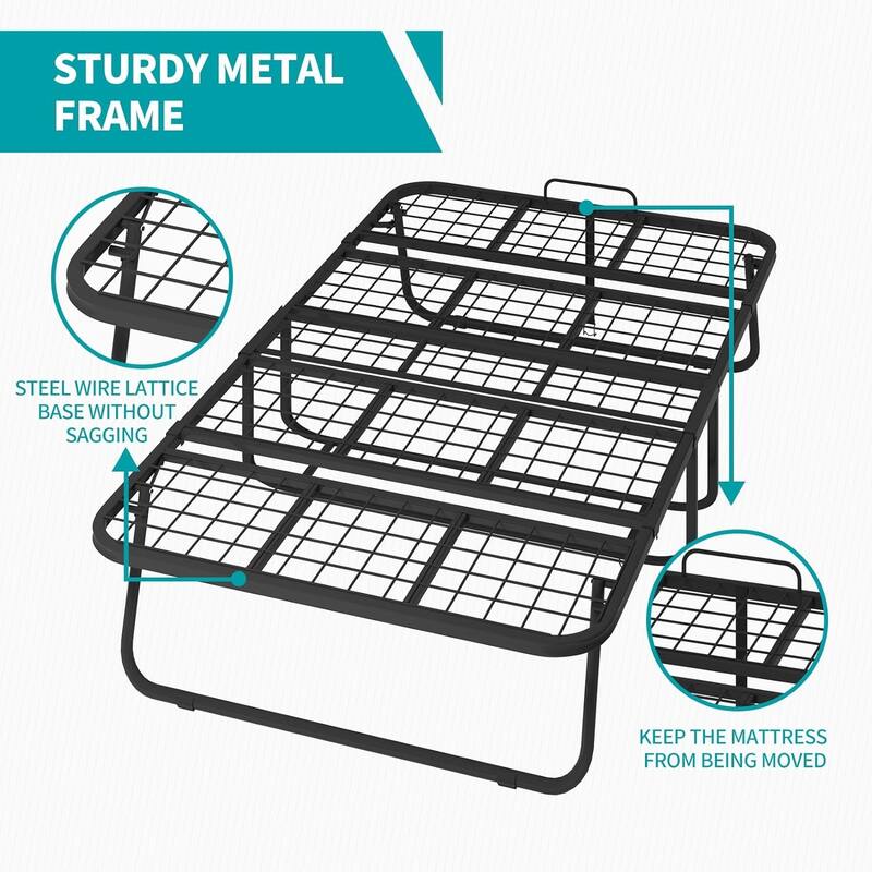 Mixoy Space Saving Foldable Bed with Mattress,Portable Bed with Lockable Wheels