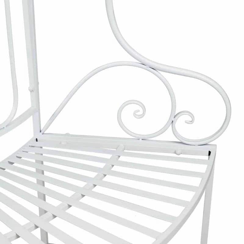 White Powder-Coated Aluminum Half-Circle Patio Garden Tree Bench - 34.25” D x 68.9” W x 93.98” H