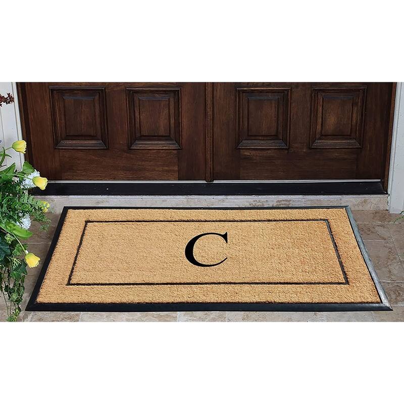 A1HC Natural Coir & Rubber Large Monogrammed Door Mat 30"x60"