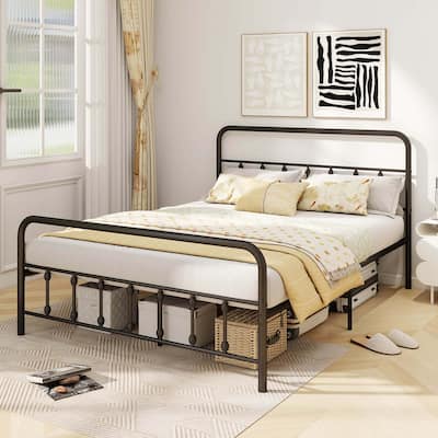 Metal Platform Bed Frame Victorian Style Heavy Duty Mattress