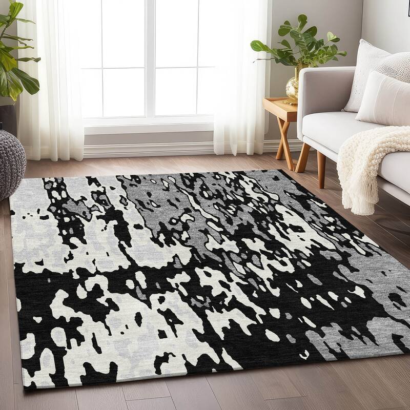 Premium Washable Super Soft Contemporary Glam Mayfield Rug - Black - 9' x 12'
