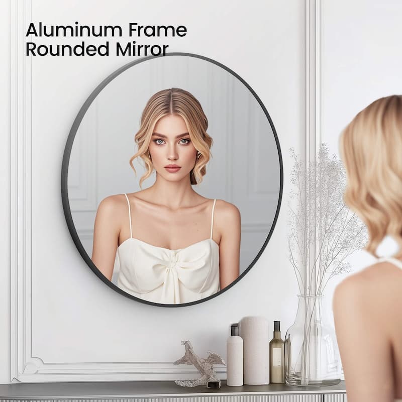 24 Inch Shatterproof Wall Mount Metal Frame Mirror