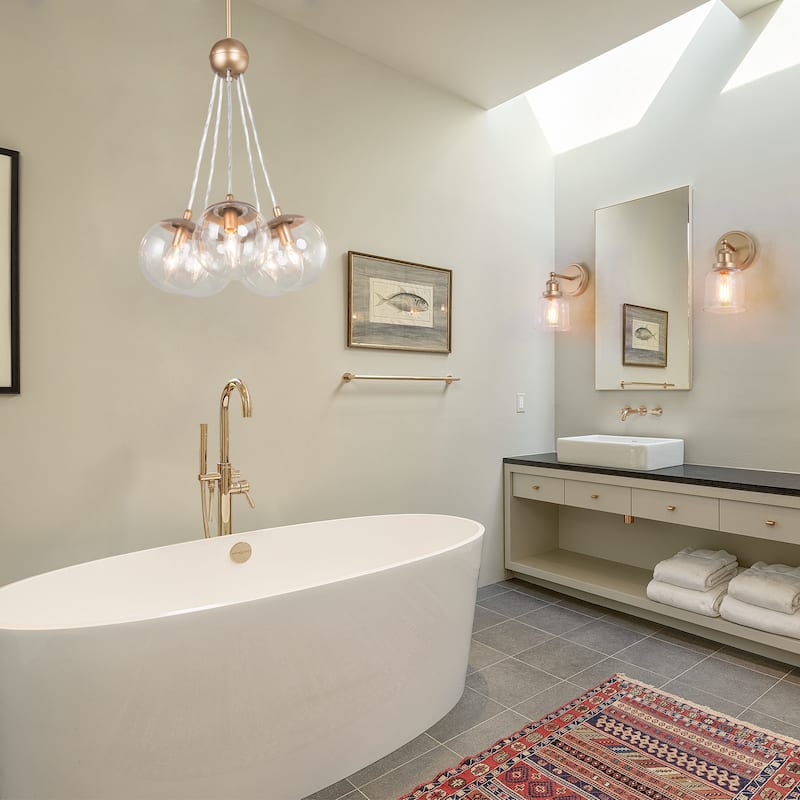 Ciare Modern Bathroom Vanity Lights Mini Wall Sconce Gold Bell Dimmable Glass Shade - Rose Gold - L 4.5" x W 7" x H 10"