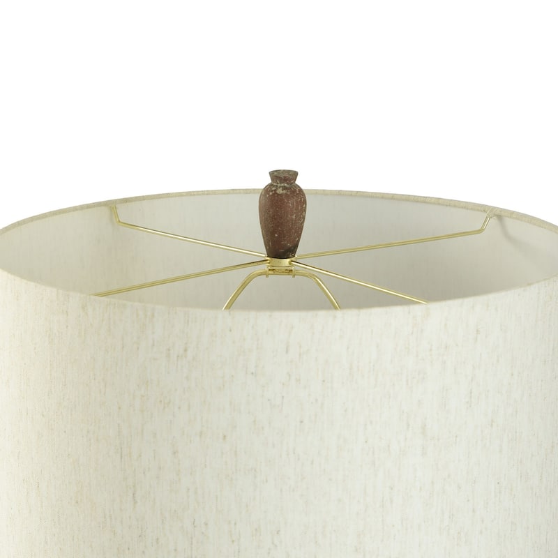 Patina Cotta - Rustic Cement Table Lamp - Aged Brown Finish - Heathered Oatmeal Shade