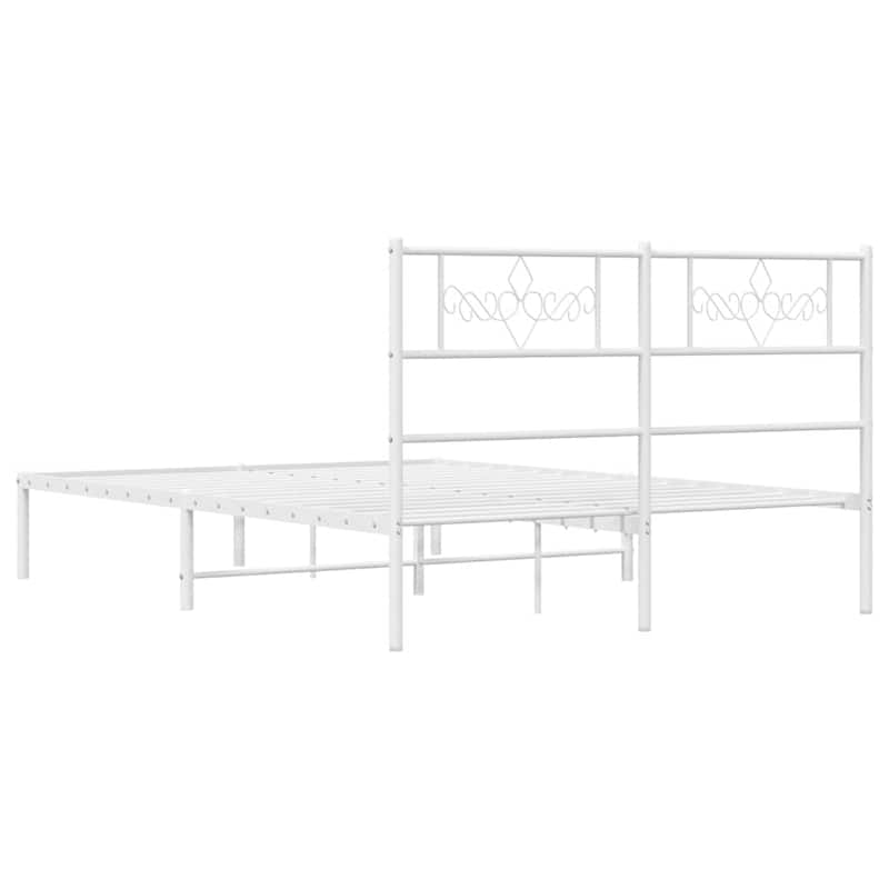 vidaXL 12 Inches White Queen Metal Bed Frame No Mattress - 81.5" x 61.4" x 35.4"