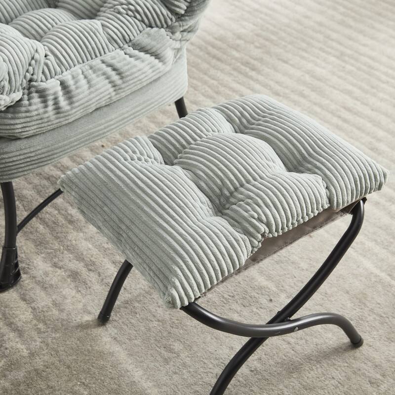 Modern Lounge Chair with Ottoman - Plush Reading Accent Chair with Footrest and Side Pocket