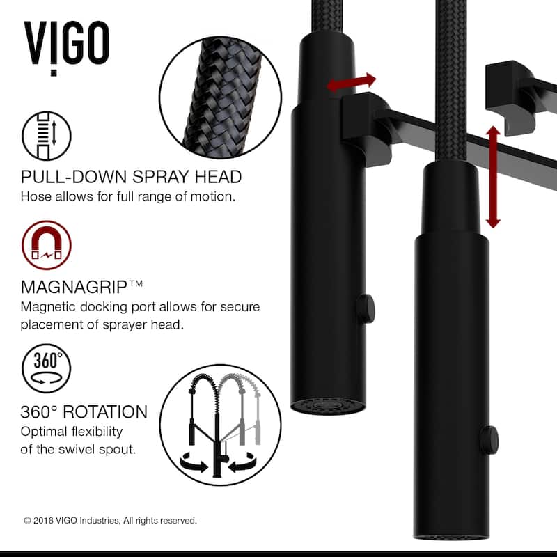 VIGO Livingston 24" H Single Handle Pull-Down Sprayer Kitchen Faucet