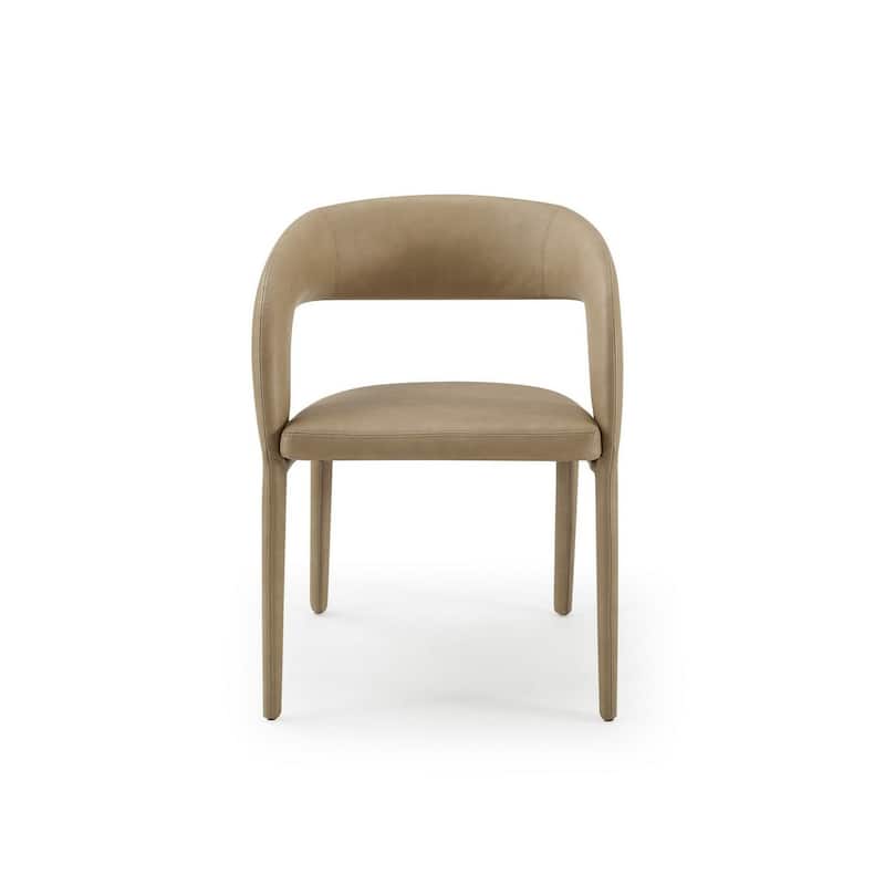 Tan/Tan Faux Leather Upholstered Metal Frame Dining Chair, Sturdy Dining Chair for Dining Rooms - 22.75