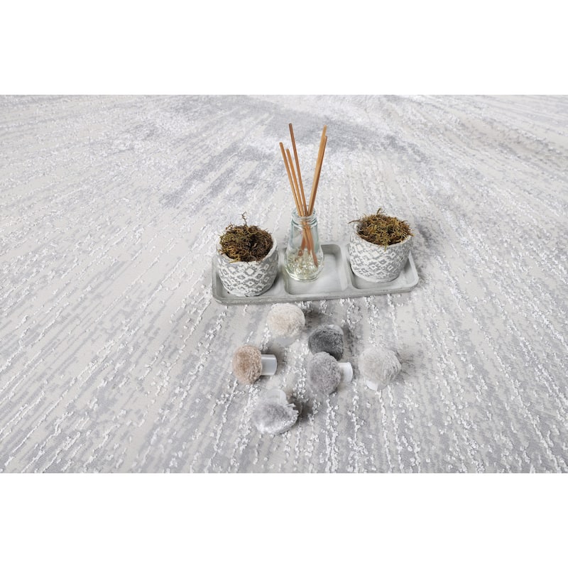Hania Collection Grey Contemporary Abstract Area Rug