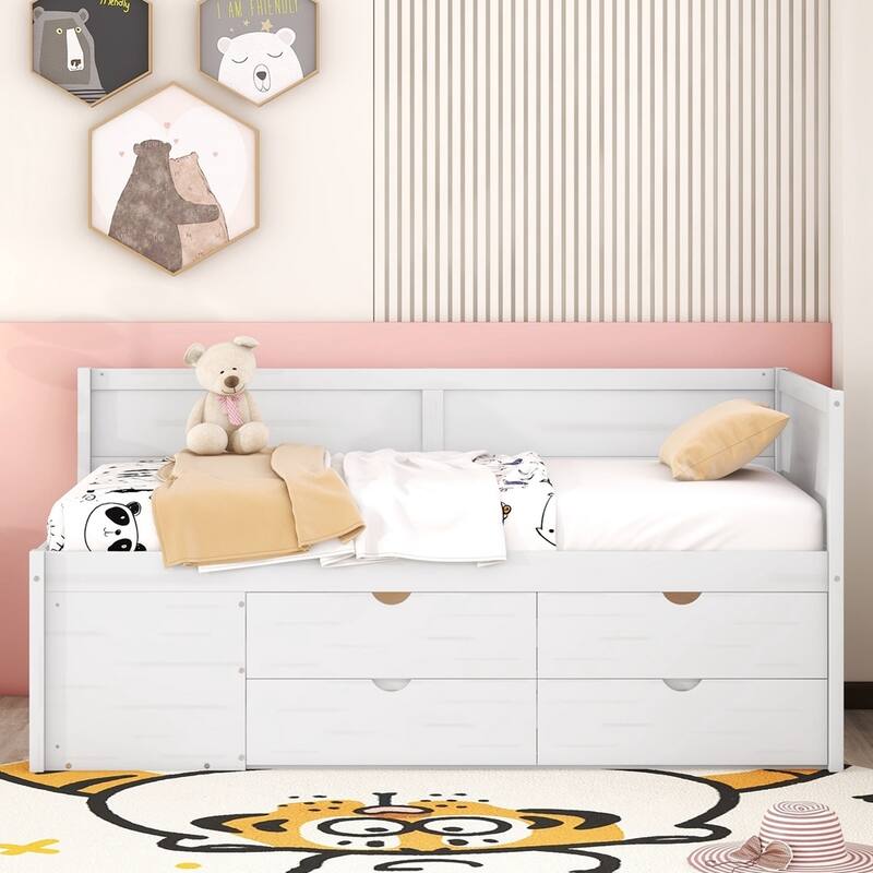 Modern Daybed with Drawers and Shelves