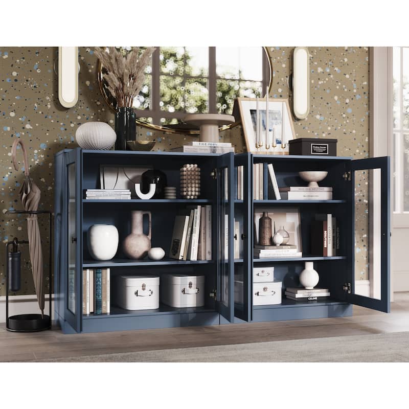 100% Solid Wood Sideboard with Glass or Solid Wood Doors by Palace Imports - 64" x 35.75"