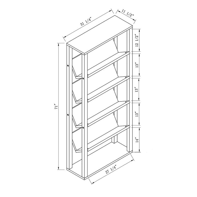 Puno Contemporary 5-Shelf Open Back Bookcase by Furniture of America