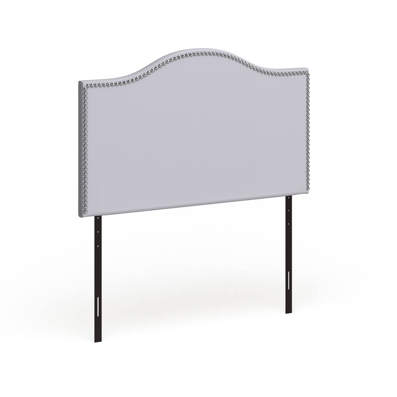 Grey Curl Nailhead Upholstered Headboard - Grey - Twin