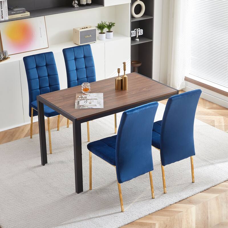 Set Of 2 Velvet High Back Nordic Dining Chair Modern Fabric Chair with Black Legs for Home,Kitchen