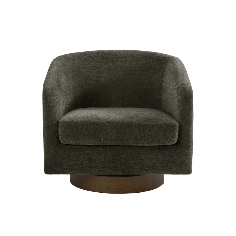 Faux Leather Wide Seat Swivel Barrel Chair