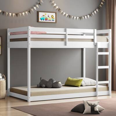 Themes and Rooms Twin Over Twin Solid Wood Low Loft Bunk Bed