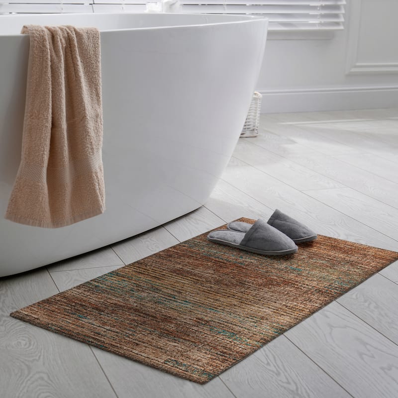 Indoor/ Outdoor Marston Dynamic Transitional Striped Washable Area Rug - 1'8" x 2'6" - Canyon