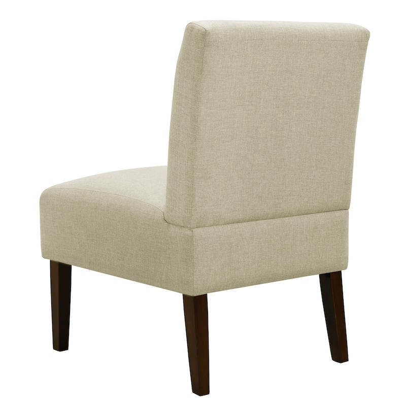 Blue Modern Armless Accent Chair - Tufted Upholstery, Wood Legs, Horizontal Back, Multi-Scene Fabric Side Chair