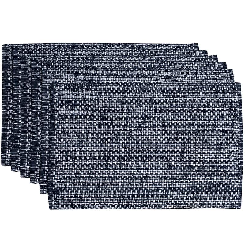 Sweet Home Collection Two Tone Cotton Woven 13x19 Placemats (Set of 2, 4, or 6) - Set of 6 - Navy