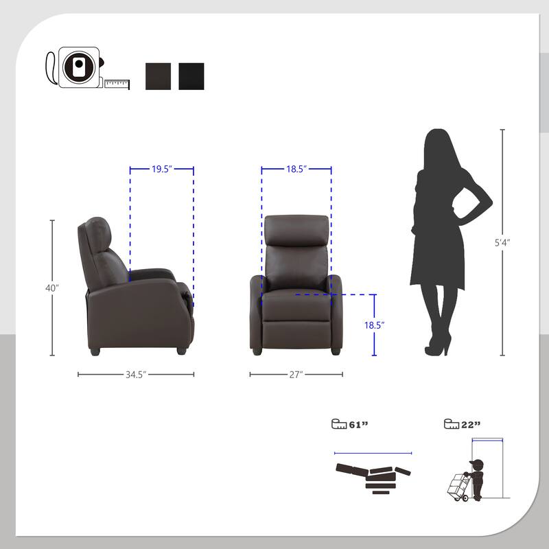 Darcy Faux Leather Push Back Reclining Chair